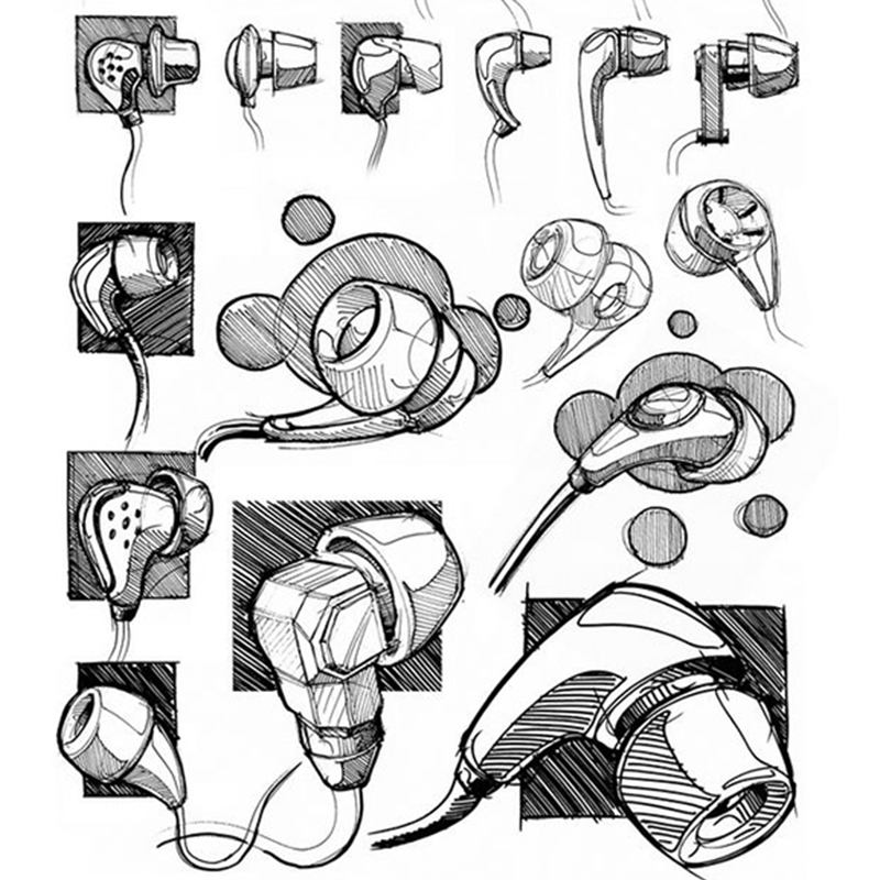 骨傳導耳機工業設計草圖